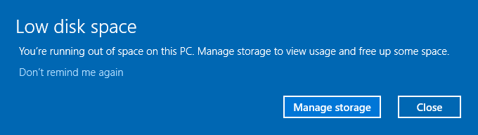 out of storage error